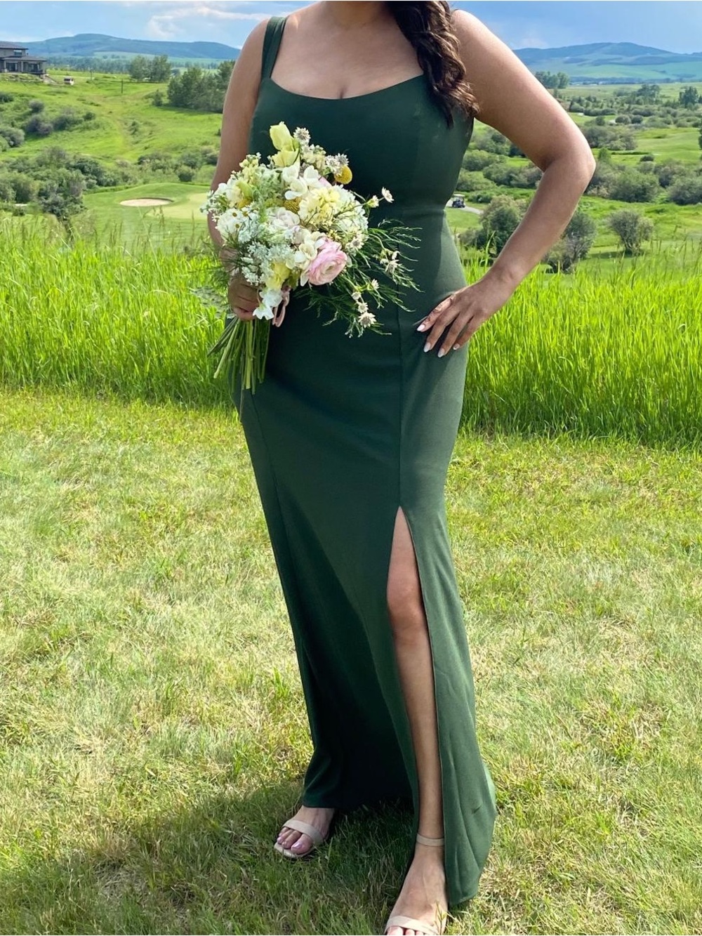 Park & Fifth Forest Green Sleeveless Maxi Dress with Side Slit